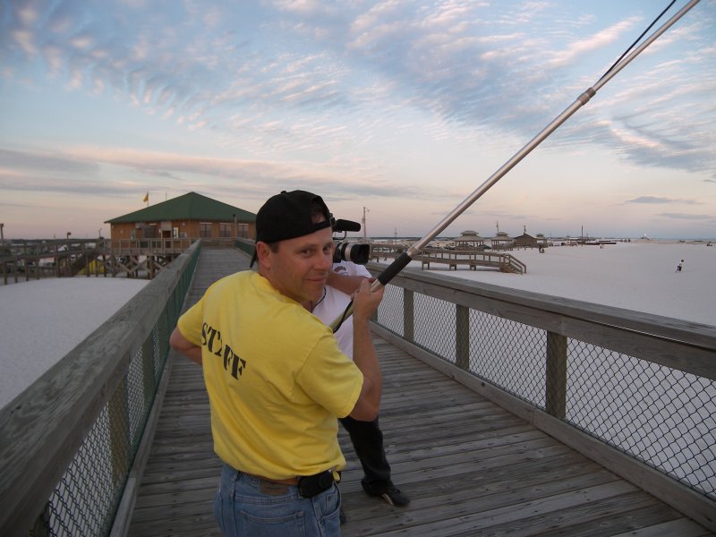 Kenny Jenkins operating the boom mic